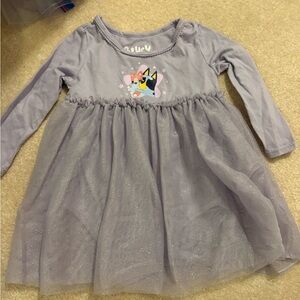 Toddler Girl Purple Bluey Long Sleeve Tulle Dress